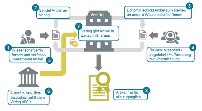 Darstellung des Publikationsweges in Gold Open Access